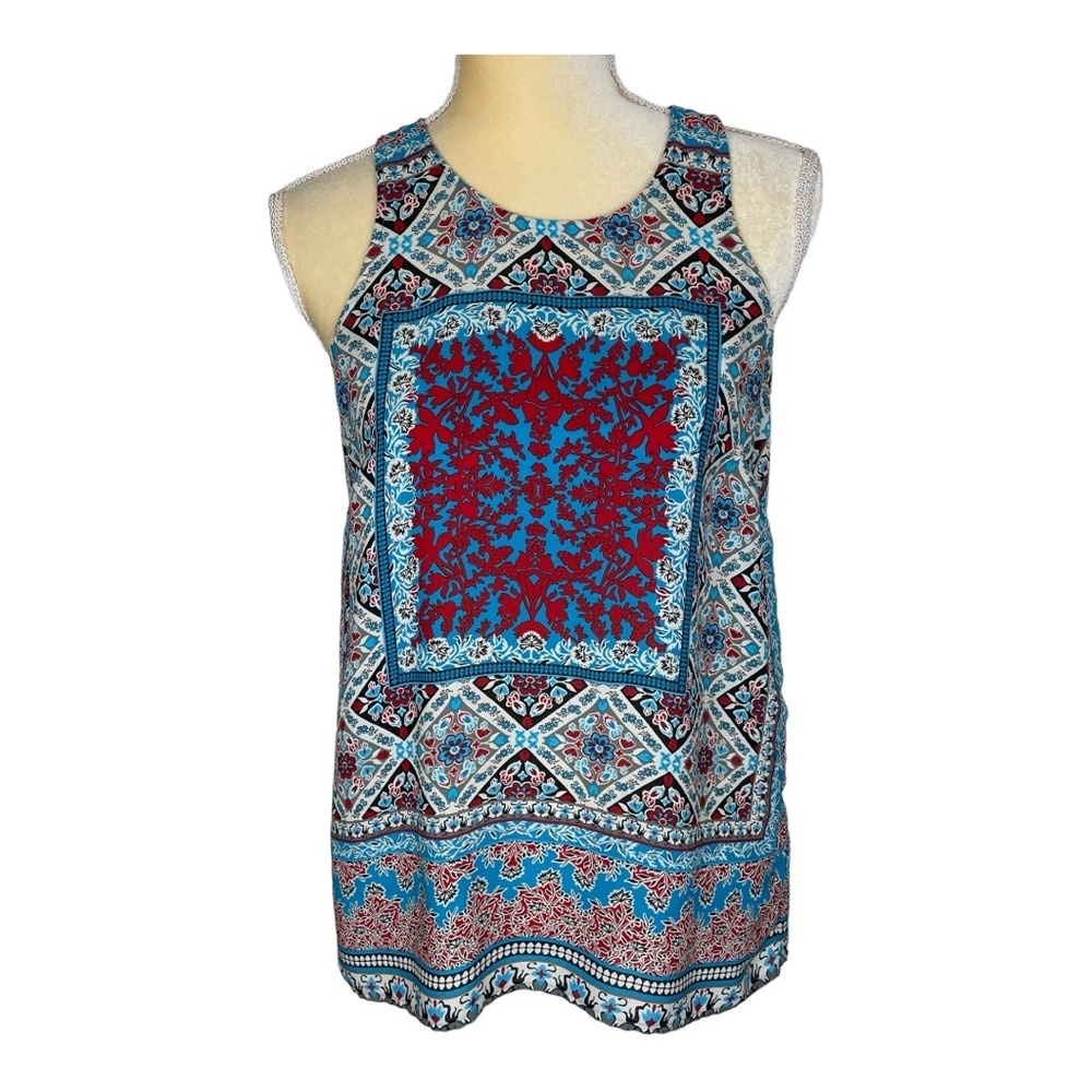 Violet + Claire Boho Red and Blue Sleeveless Tank‎ Top Size Medium
